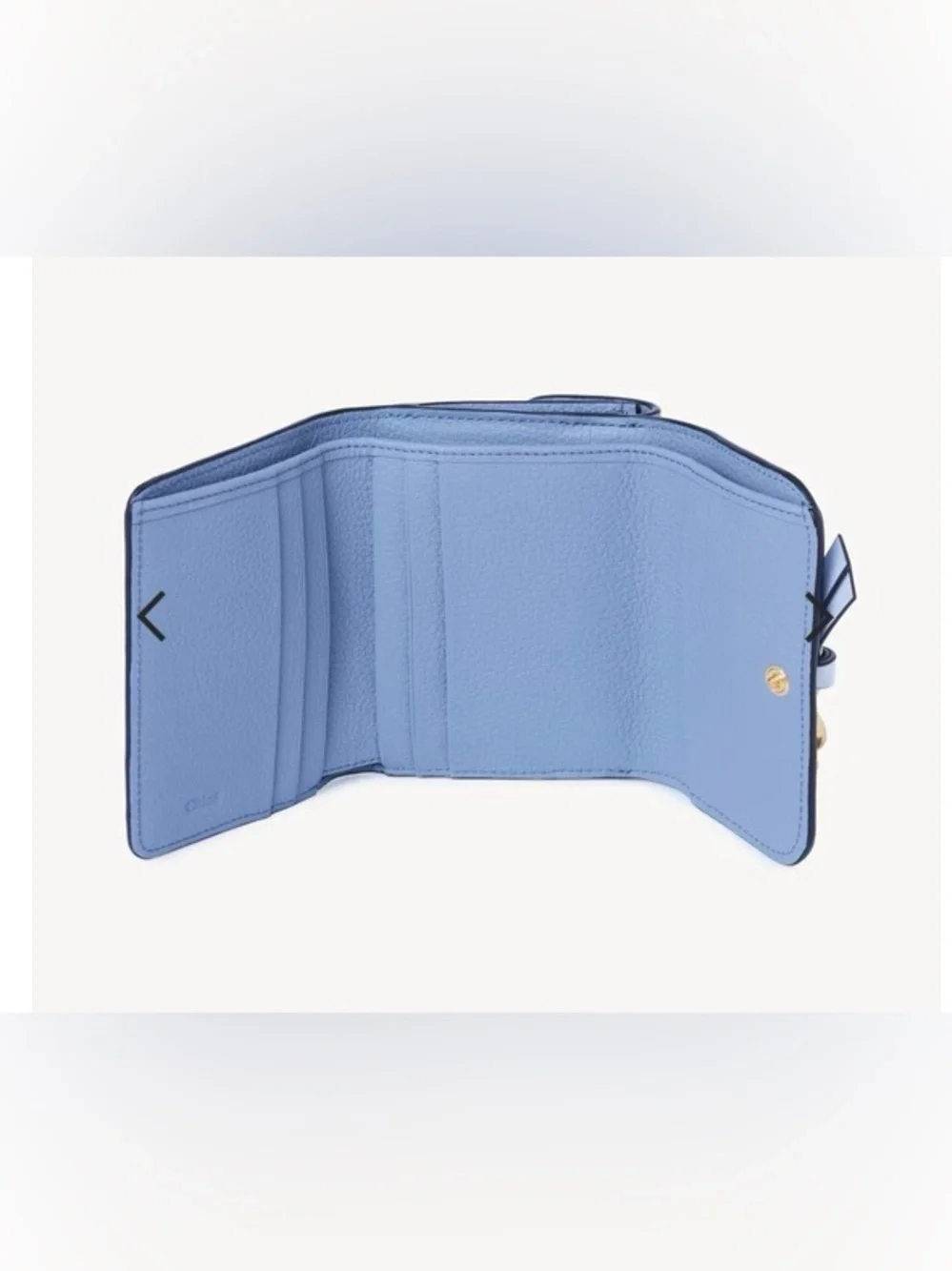 Small Tri-Fold Wallet with Gold Charm in Light Blue